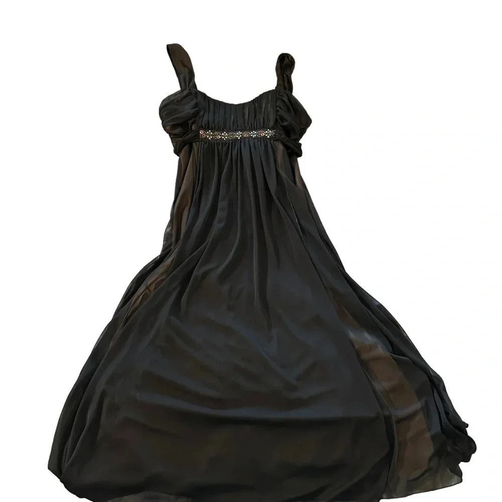 Connected apparel High- low open brown & tan Dress Size: 12